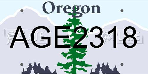 AGE2318 Oregon License Plate