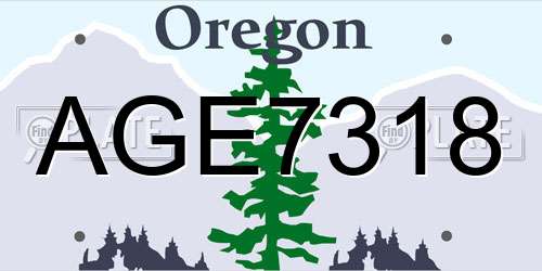 AGE7318 Oregon License Plate