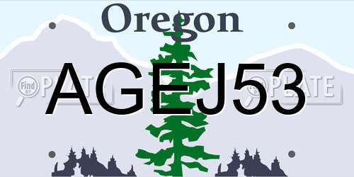 AGEJ53 Oregon License Plate