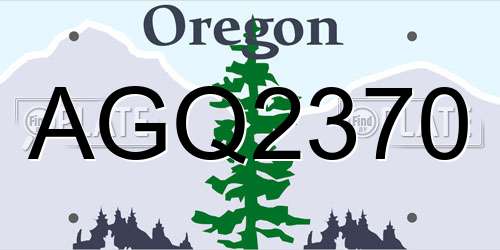 AGQ2370 Oregon License Plate