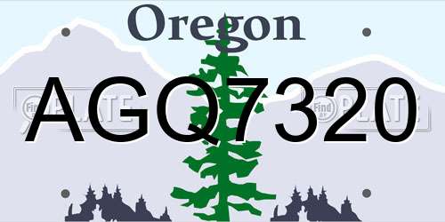 AGQ7320 Oregon License Plate