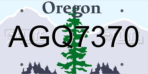 AGQ7370 Oregon License Plate