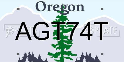 AGT74T Oregon License Plate