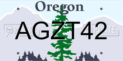 AGZT42 Oregon License Plate