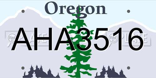 AHA3516 Oregon License Plate