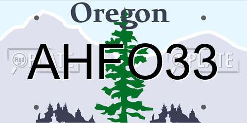 AHFO33 Oregon License Plate