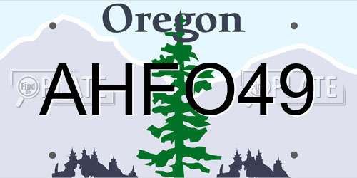 AHFO49 Oregon License Plate