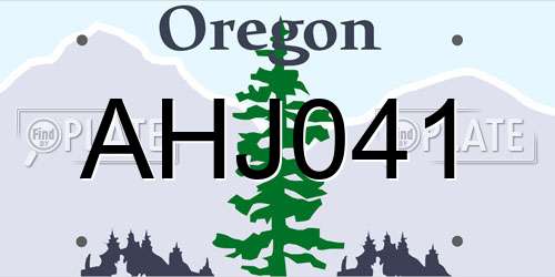 AHJ041 Oregon License Plate