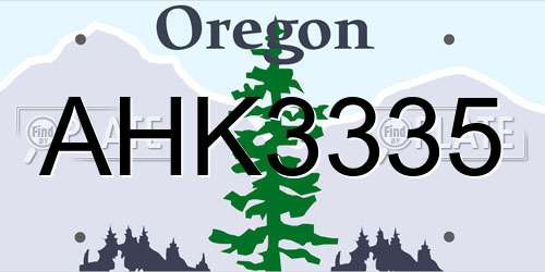 AHK3335 Oregon License Plate