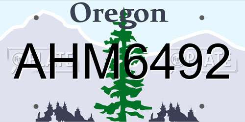 AHM6492 Oregon License Plate