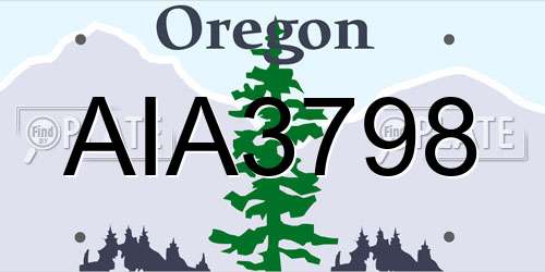 AIA3798 Oregon License Plate