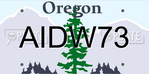 AIDW73 Oregon License Plate