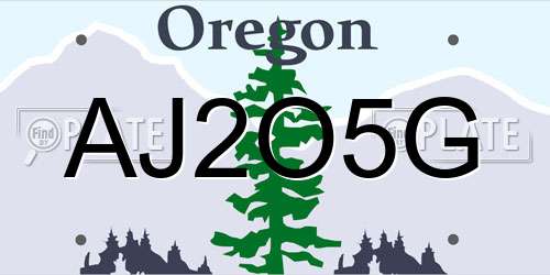 AJ2O5G Oregon License Plate