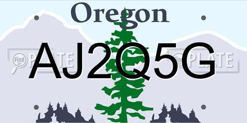AJ2Q5G Oregon License Plate