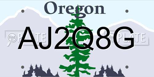 AJ2Q8G Oregon License Plate