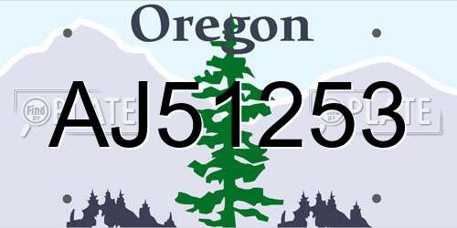 AJ51253 Oregon License Plate