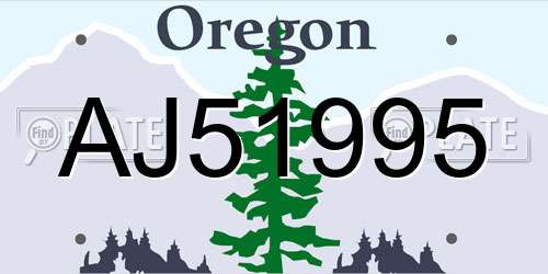 AJ51995 Oregon License Plate