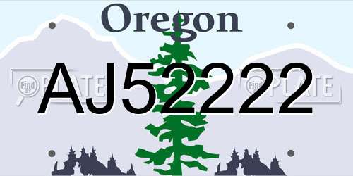 AJ52222 Oregon License Plate