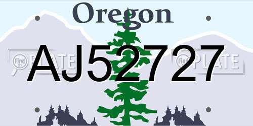 AJ52727 Oregon License Plate