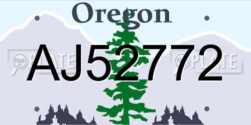 AJ52772 Oregon License Plate