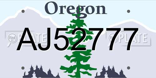 AJ52777 Oregon License Plate