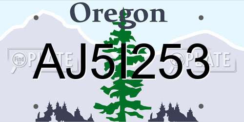 AJ5I253 Oregon License Plate