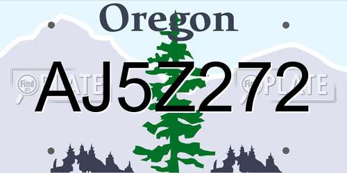 AJ5Z272 Oregon License Plate