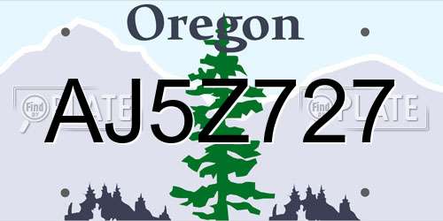 AJ5Z727 Oregon License Plate