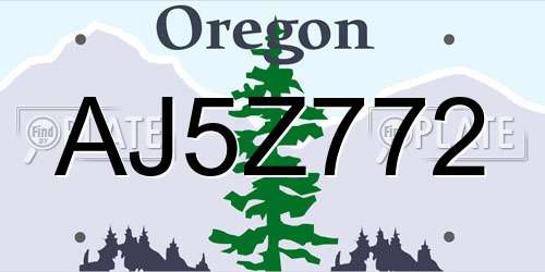 AJ5Z772 Oregon License Plate