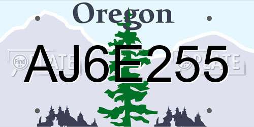 AJ6E255 Oregon License Plate