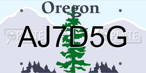 AJ7D5G Oregon License Plate