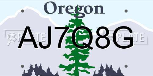 AJ7Q8G Oregon License Plate
