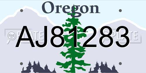 AJ81283 Oregon License Plate