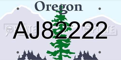 AJ82222 Oregon License Plate