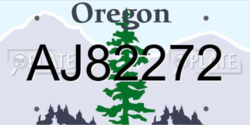 AJ82272 Oregon License Plate