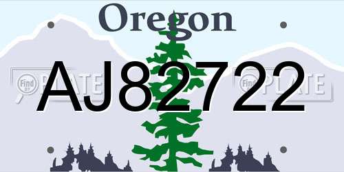 AJ82722 Oregon License Plate
