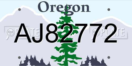 AJ82772 Oregon License Plate