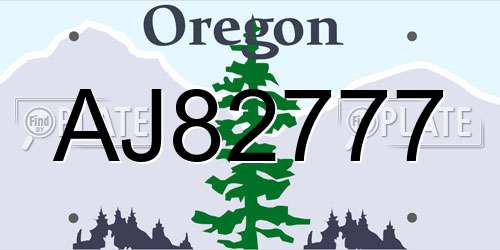 AJ82777 Oregon License Plate
