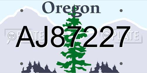 AJ87227 Oregon License Plate