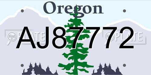 AJ87772 Oregon License Plate