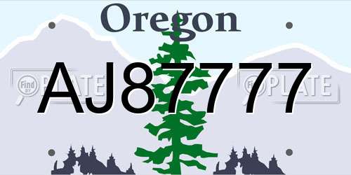 AJ87777 Oregon License Plate