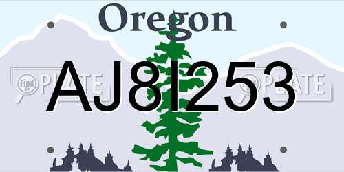 AJ8I253 Oregon License Plate