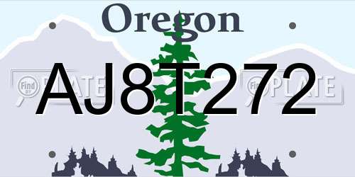 AJ8T272 Oregon License Plate