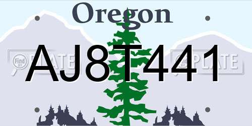 AJ8T441 Oregon License Plate