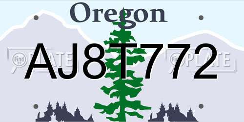 AJ8T772 Oregon License Plate