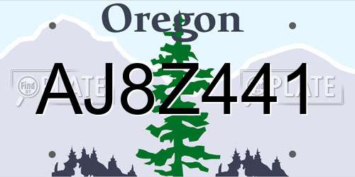 AJ8Z441 Oregon License Plate