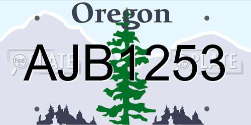 AJB1253 Oregon License Plate