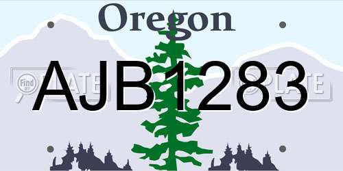 AJB1283 Oregon License Plate