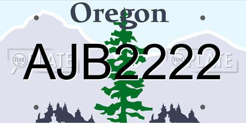 AJB2222 Oregon License Plate