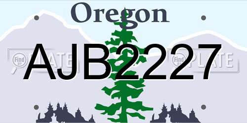 AJB2227 Oregon License Plate